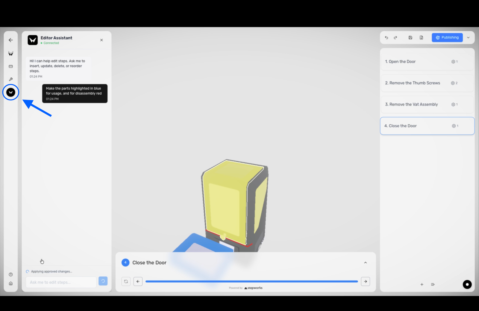 Procedure Editor avec le panneau Editor Assistant ouvert.